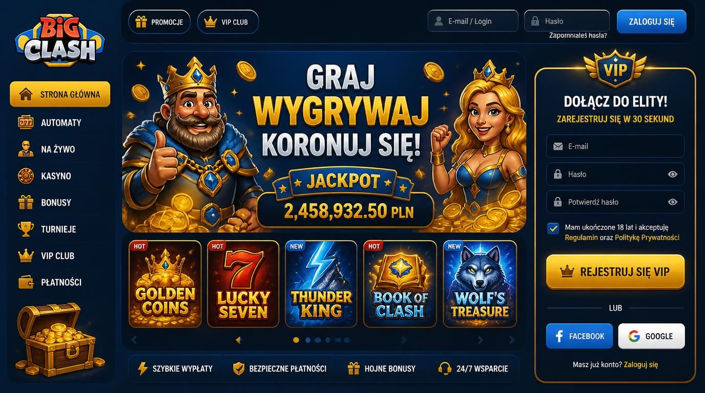 Formularz rejestracji VIP w BigClash Casino
