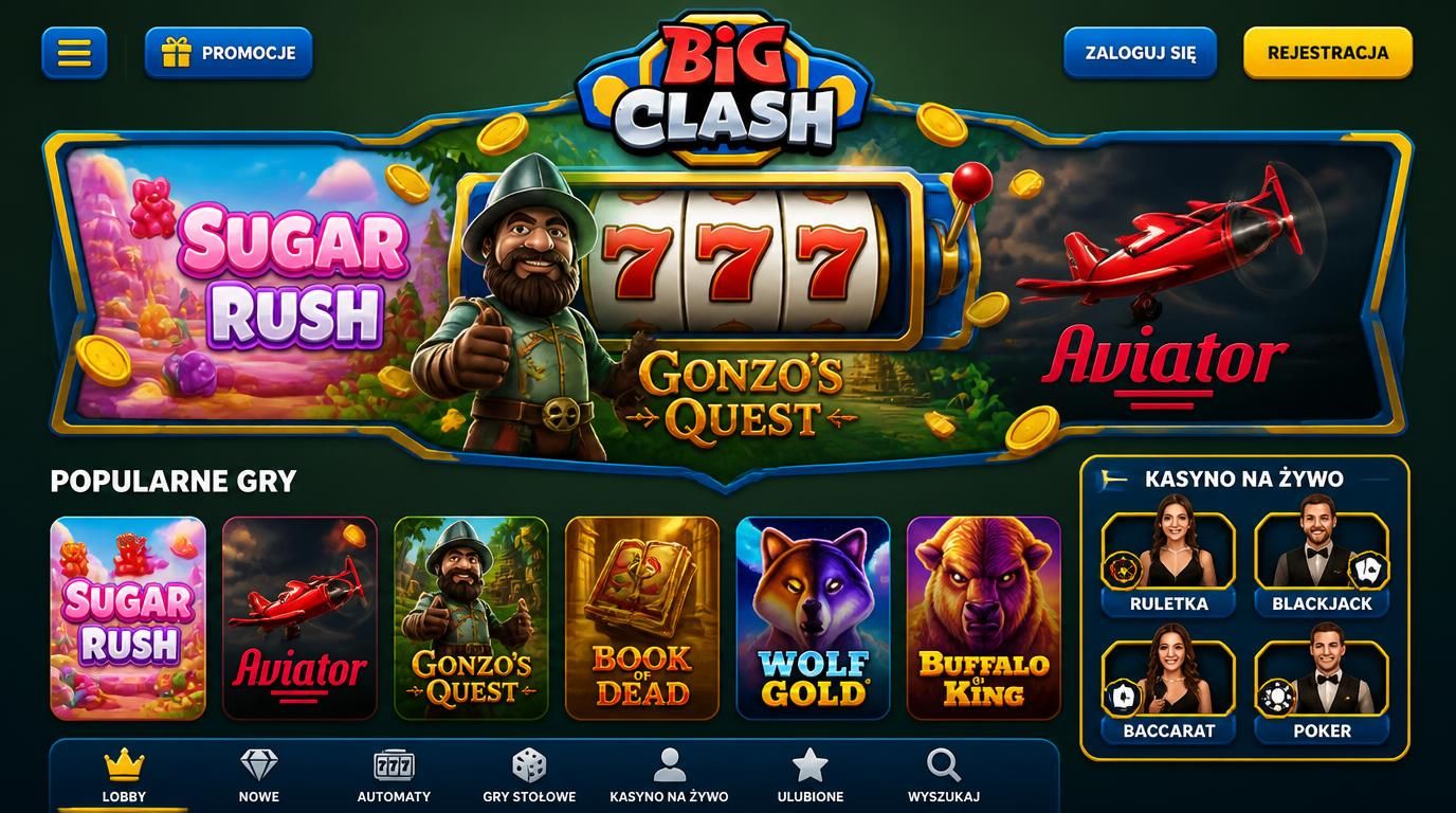 Popularne gry kasyna BigClash na interfejsie