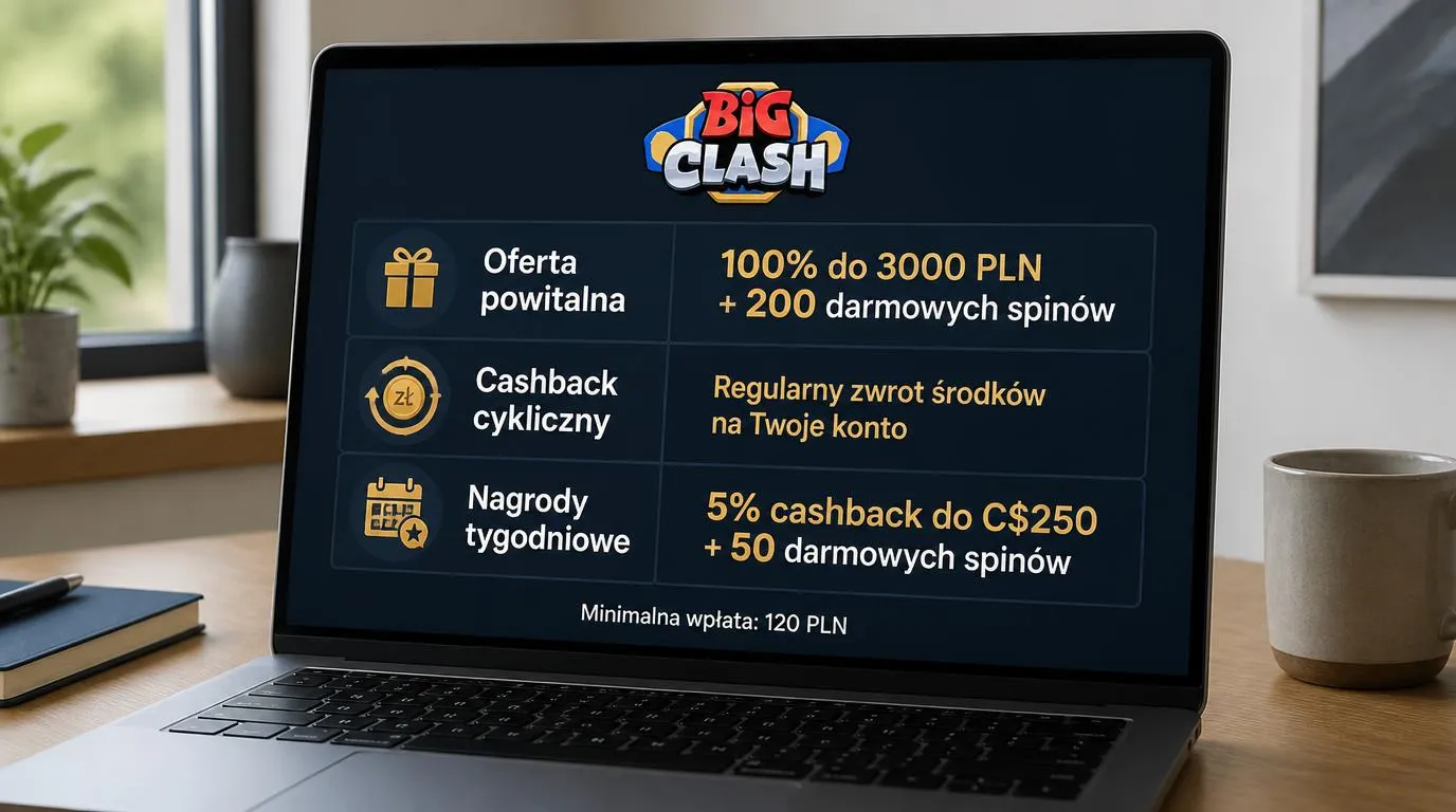 Ekran z porównaniem bonusu powitalnego, cashbacku i nagród cotygodniowych